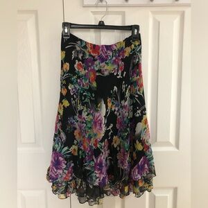Ralph Lauren 100% silk black-multicolored skirt - mint/new condition | sz M